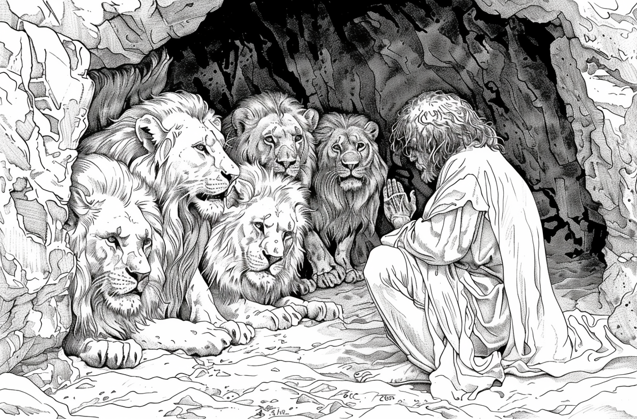 Daniel in the Lion's Den coloring page
